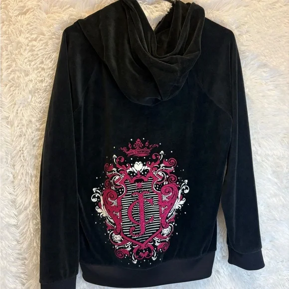 Juicy Couture Velvet Zip-Up Hoodie – Size XL Y2K | Rare | Velour | Rhinestones👑 - Picture 16 of 17